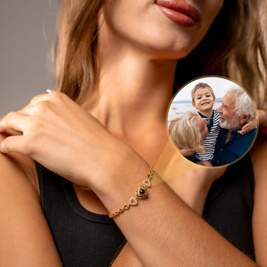 Hearts Personalized Photo Bracelet - Personalized Gift for Women - Custom Jewelry For Her - Custom Bracelet Picture - Personalised Photo Gift Bracelet Brother & Sisters
